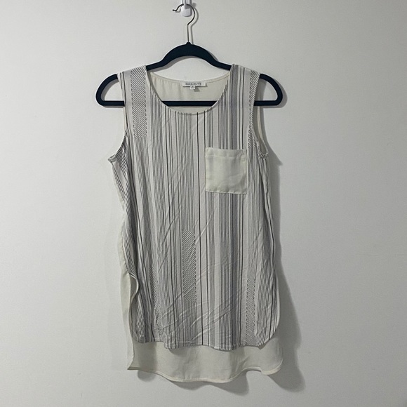 Rose + Olive White & Black Striped Dressy Tank SML - Picture 3 of 7